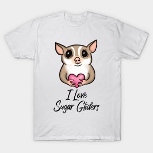 I Love Sugar Gliders, Black, for Sugar Glider Lovers T-Shirt